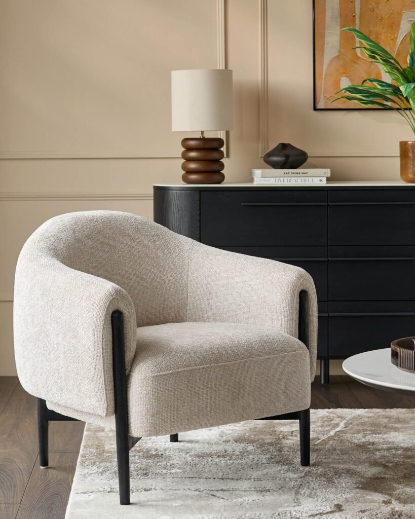 Dusk England Tristan natural fabric accent chair Front