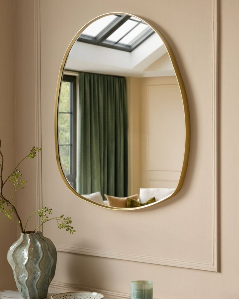 Channing gold pebble wall mirror – Dusk Scotland Front
