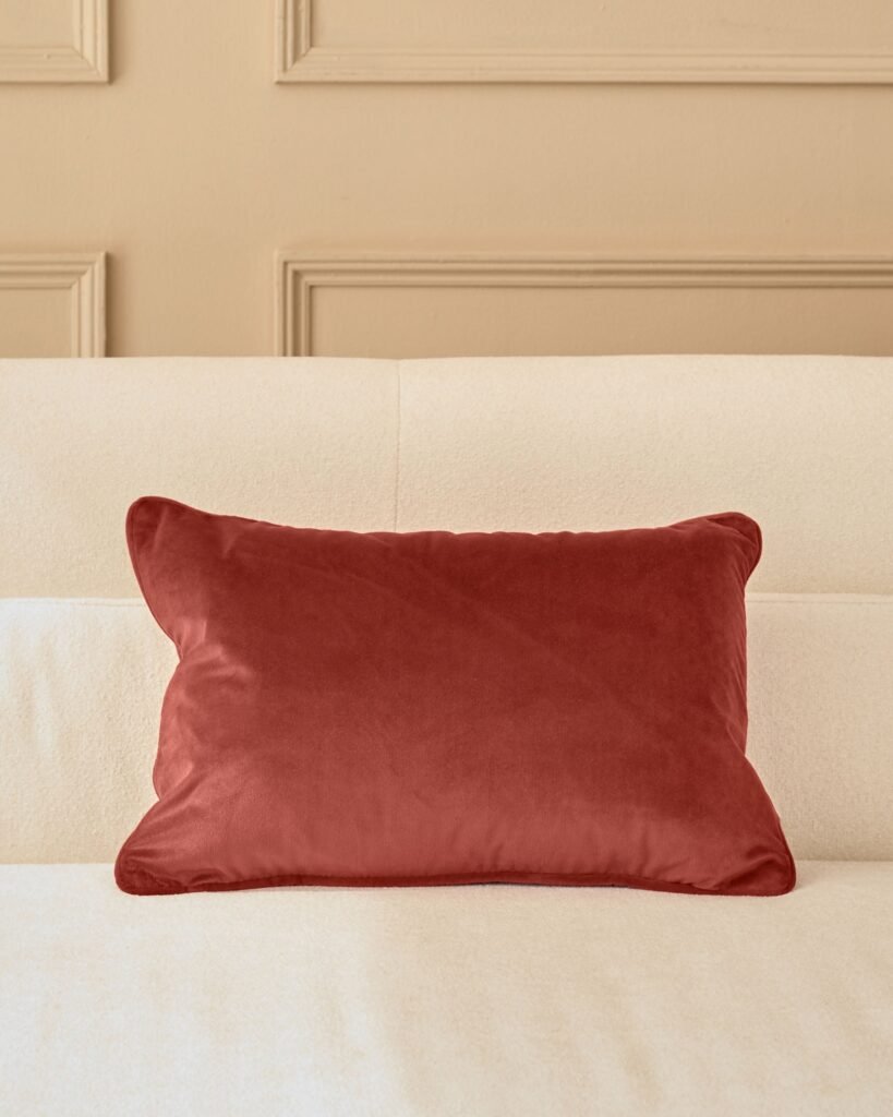 Luca toffee red rectangle cushion – Dusk Front