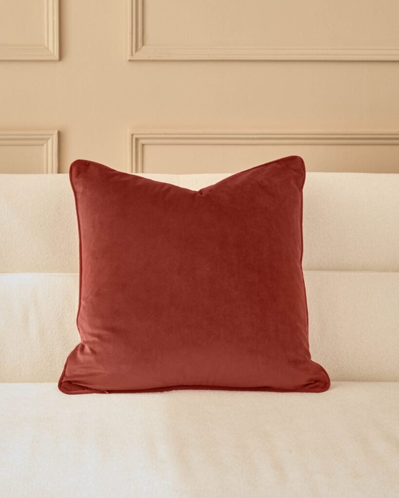 Luca toffee Dusk red medium cushion Front
