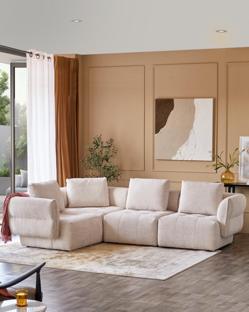 Dusk England Lillian natural weave small corner sofa Front