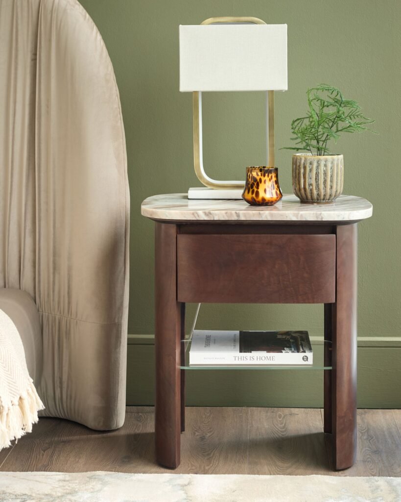 Dusk Scotland Adalynn toronto marble & mango wood bedside table Front