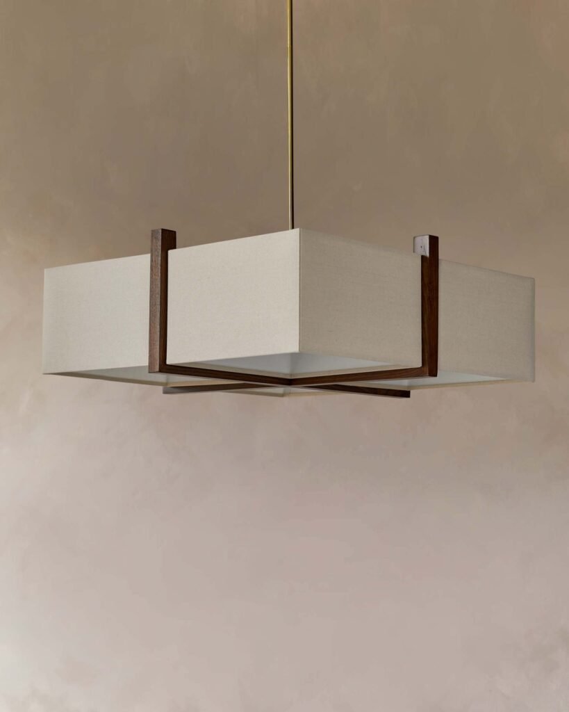 Addison natural linen Dusk 4 light adjustable pendant Front