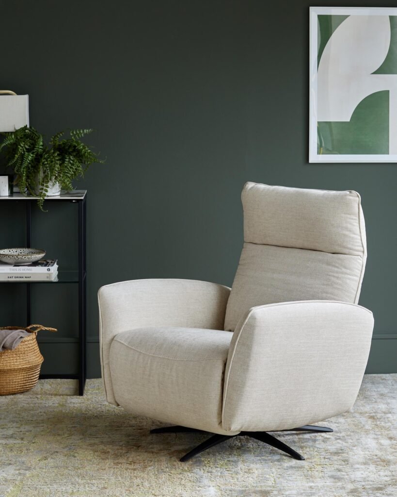 Aiden ivory fabric Dusk Scotland massage recliner accent chair Front