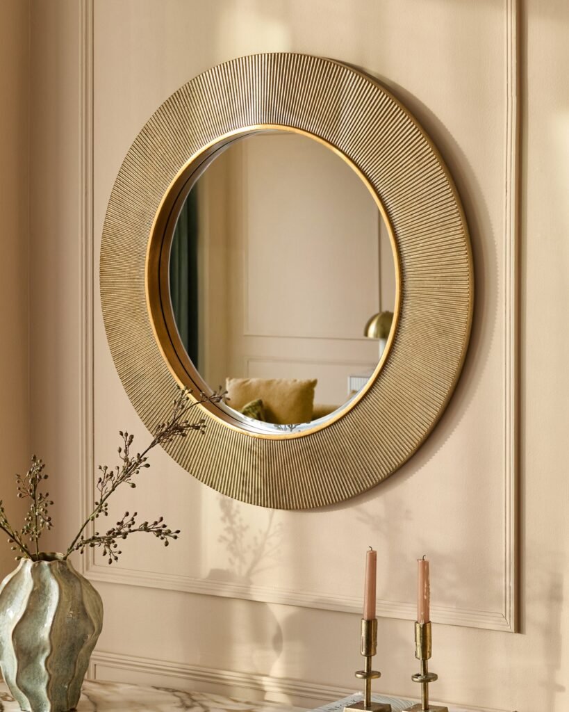 Dusk Scotland Alexa gold round wall mirror Front