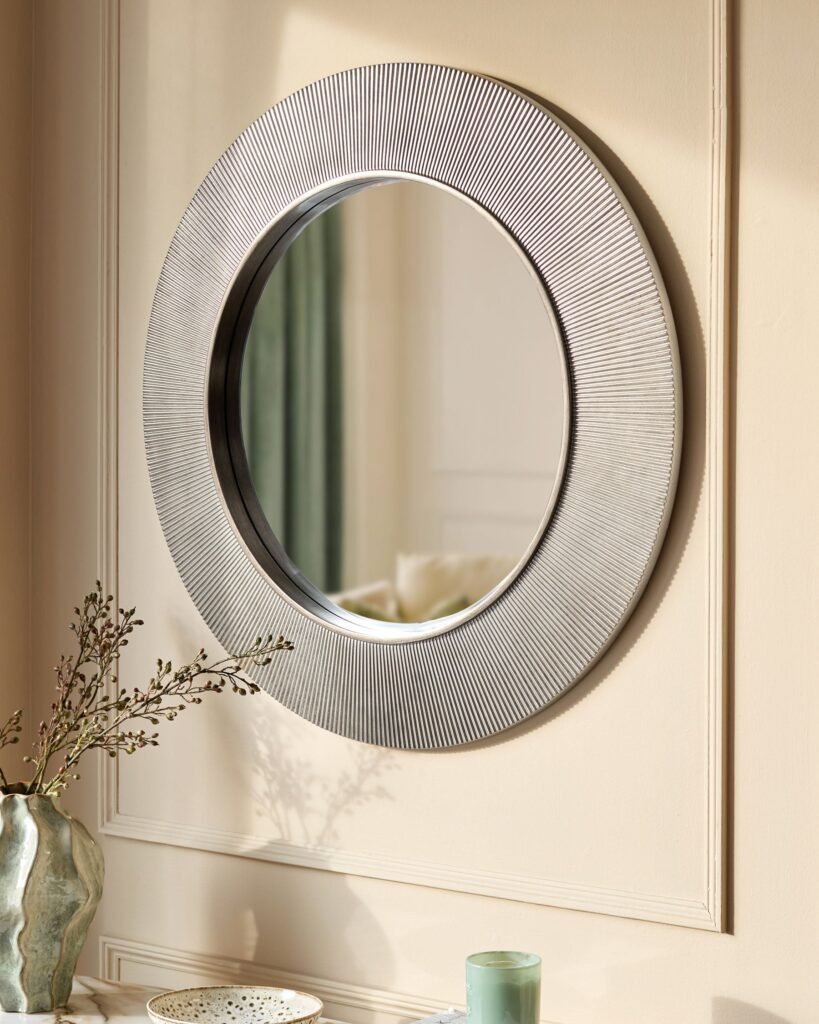 Dusk Scotland Alexa silver round wall mirror Front