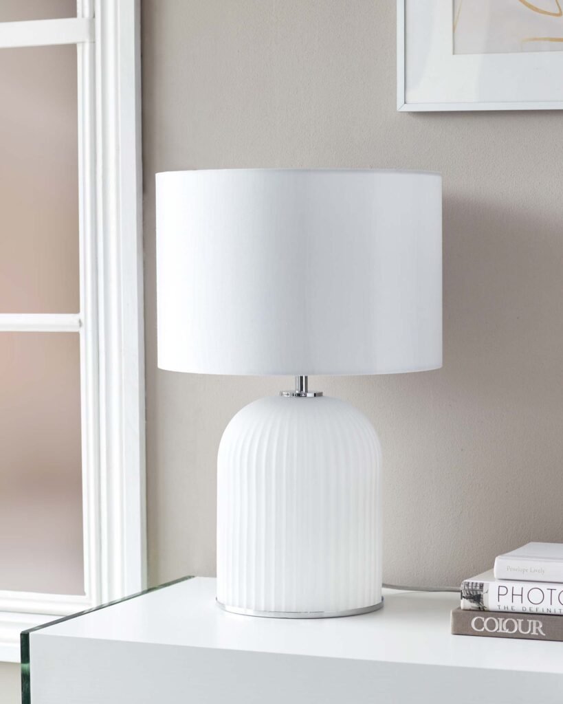 Amalfi Dual-Lit White Table Lamp – Dusk Scotland Front