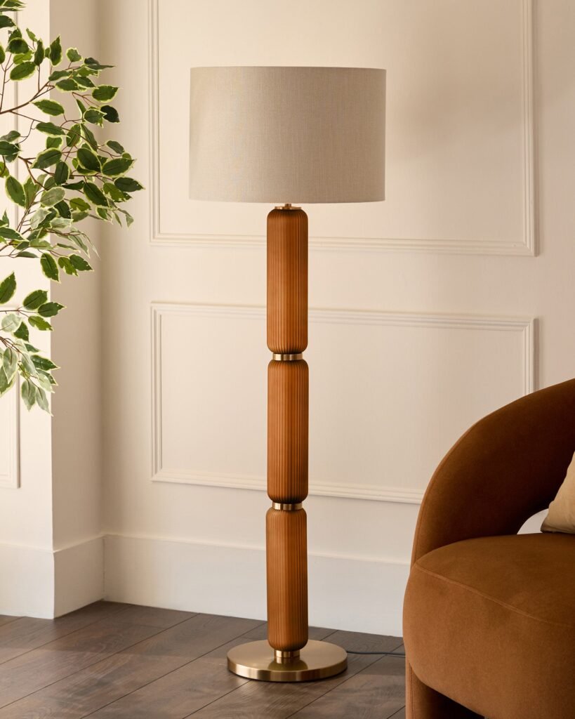 Dusk Amalfi amber glass floor lamp Front