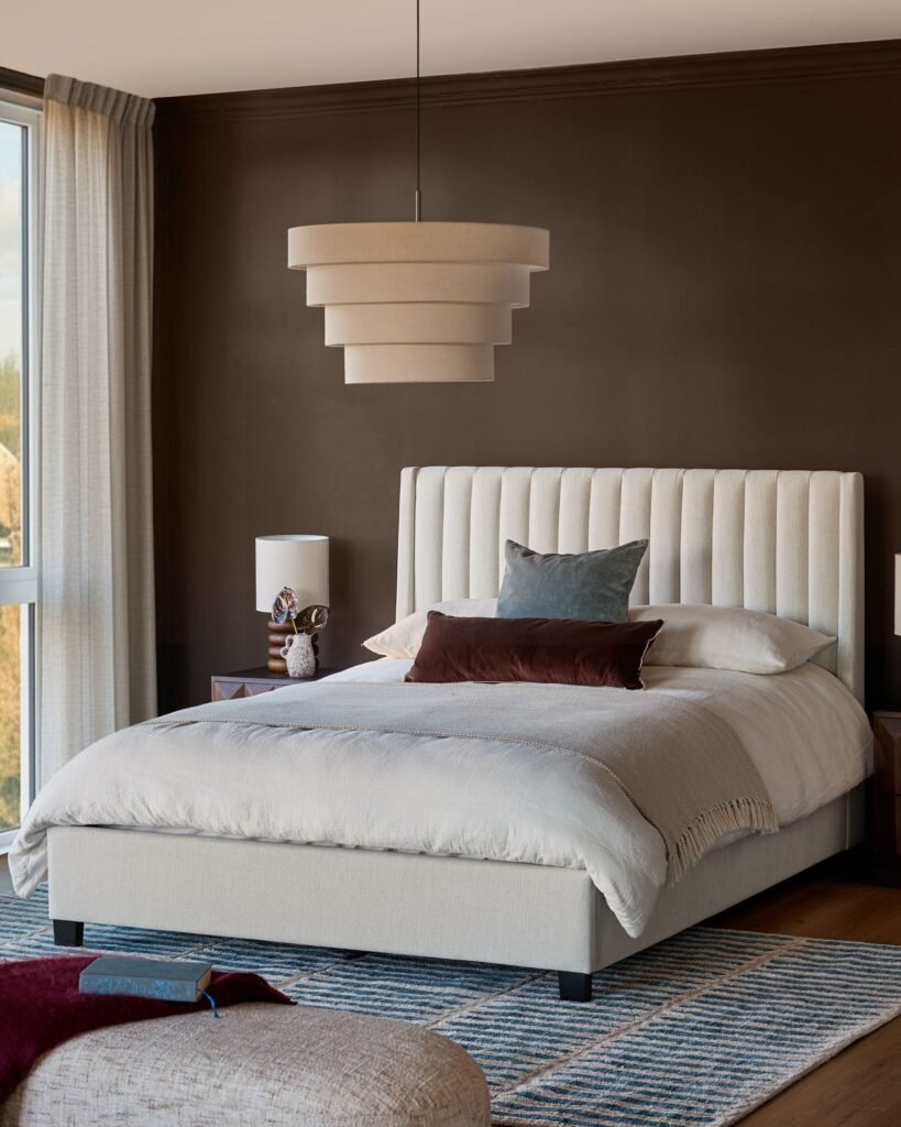 Dusk Amalfi ivory dual tone fabric king size ottoman storage bed Front