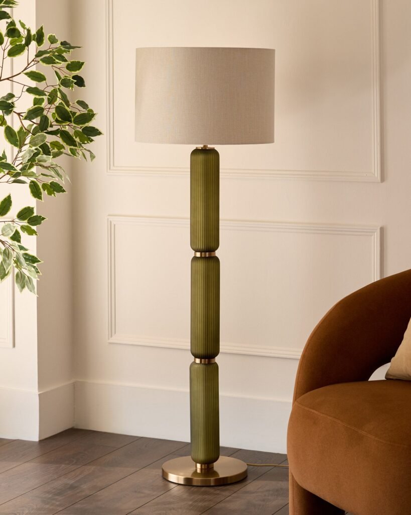 Amalfi olive green Dusk England glass floor lamp Front