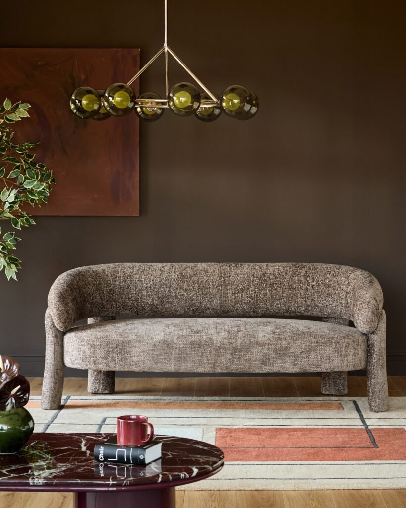 Anya mocha Dusk fabric accent sofa Front