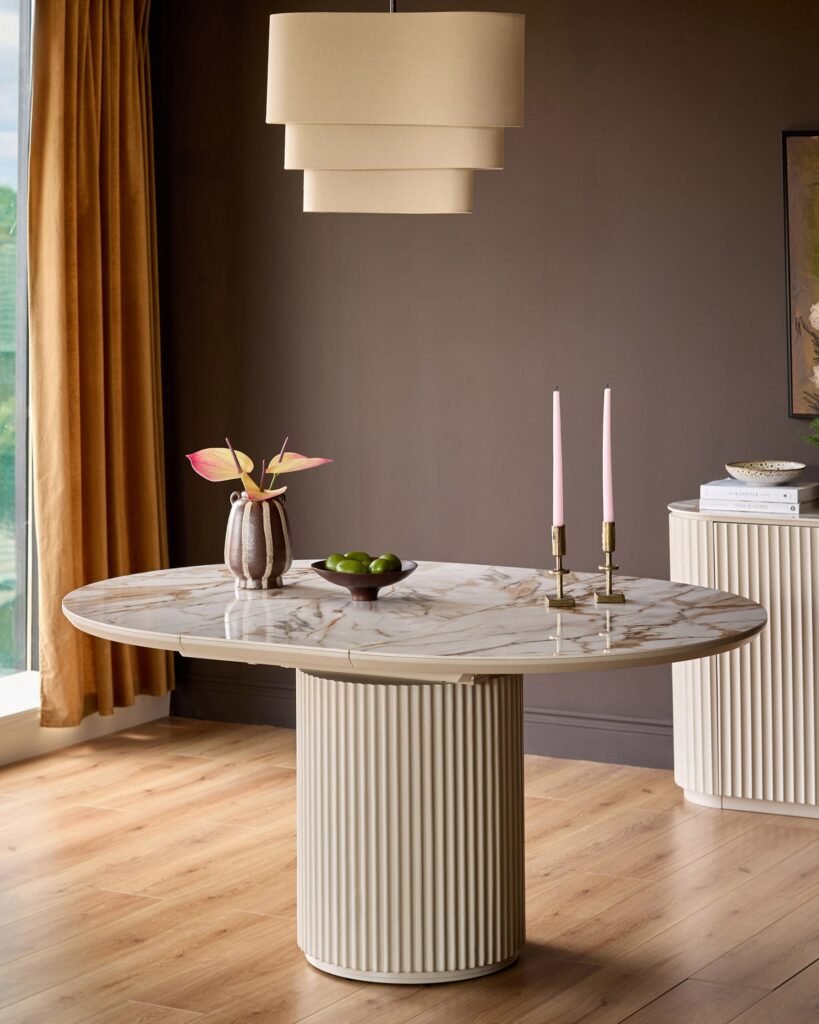 Dusk Scotland Austin natural ceramic 4 - 6 extending dining table Front