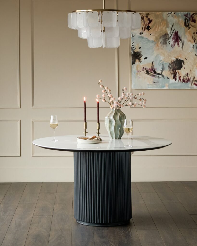 Dusk England Austin white ceramic 6 seater dining table Front
