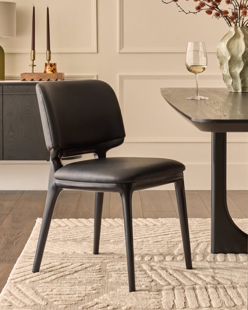 Dusk Scotland Belle black leather dining chair - set of 2 Front