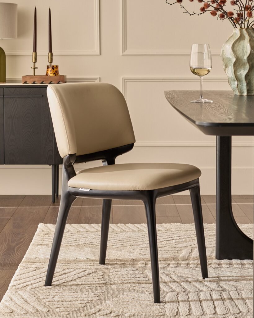 Belle natural leather dining Dusk chair - set of 2 Front