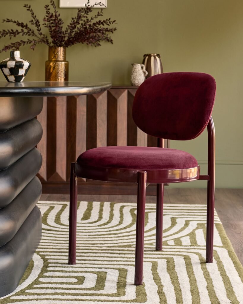 Dusk Blake plum velvet with plum metal dining chair - set of 2 Front