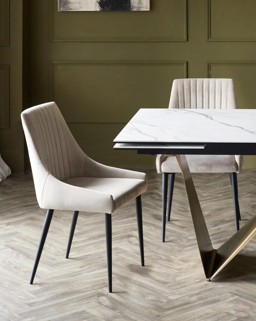 Blakely champagne velvet dining Dusk England chair - set of 2 Front