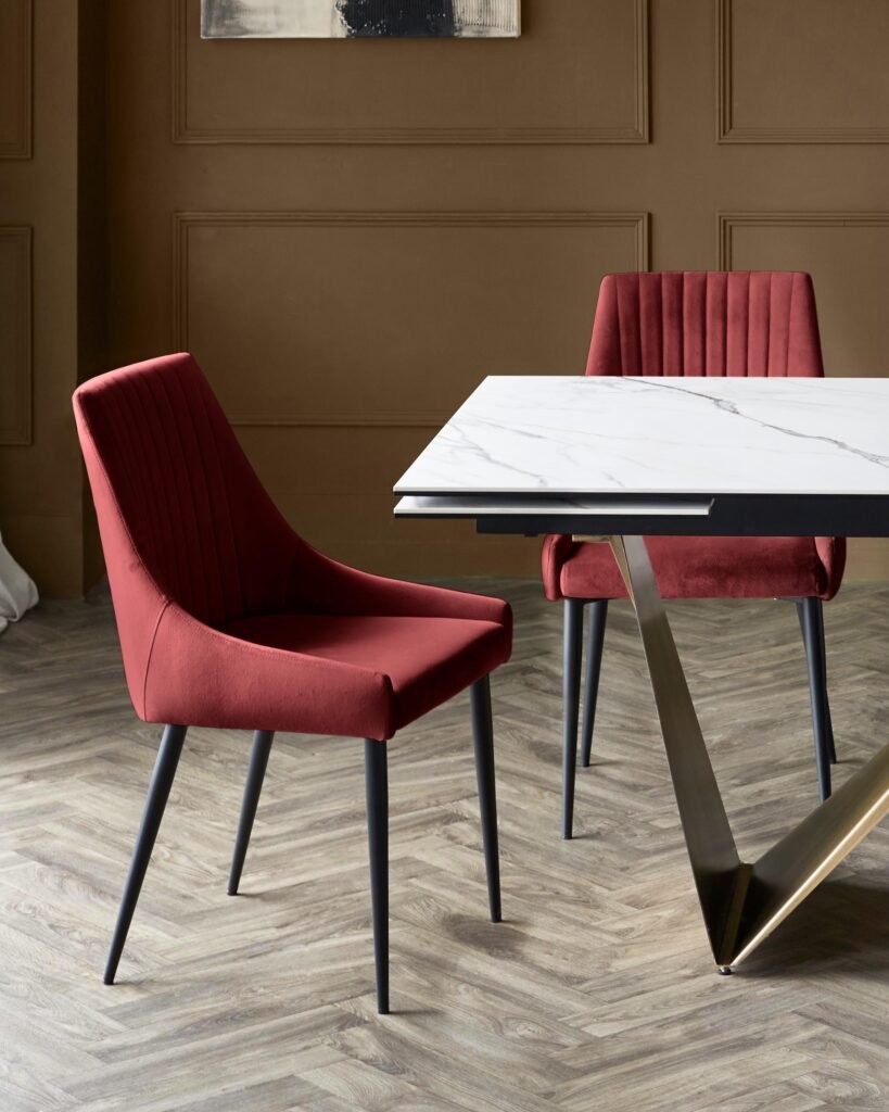 Dusk Scotland Blakely toffee red velvet dining chair - set of 2 Front