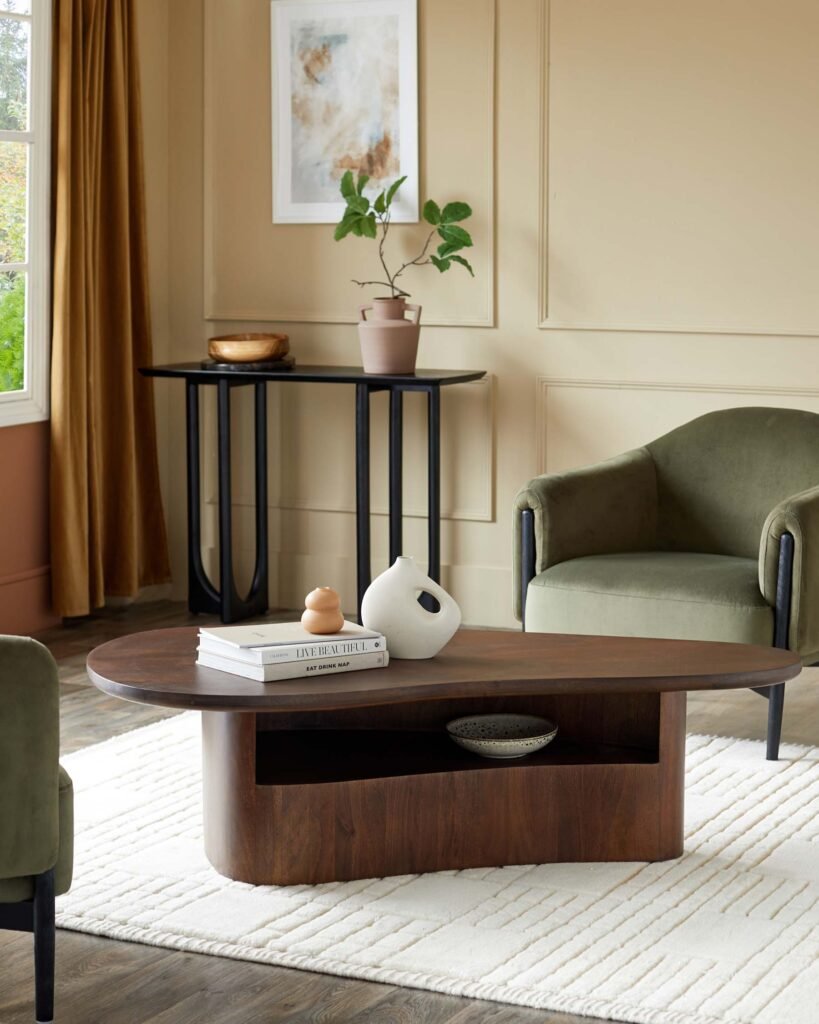 Burleigh dark mango wood coffee table – Dusk Front
