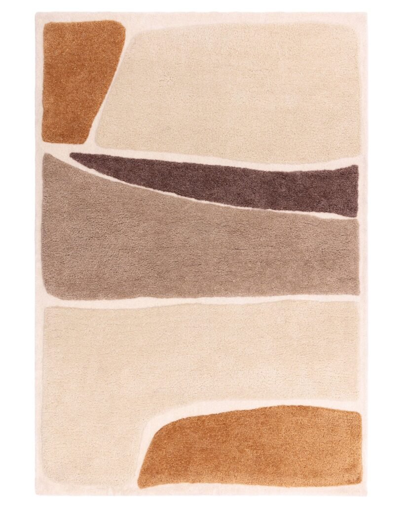 Calico cream and Dusk Scotland mocha textured large rug Front