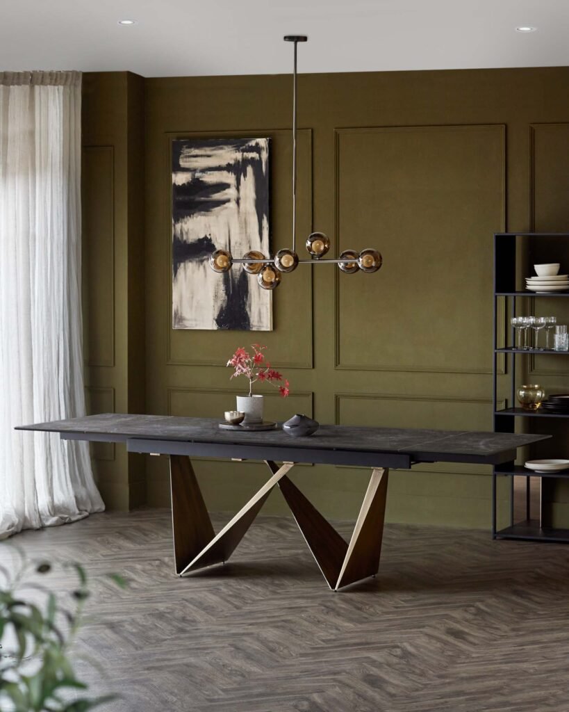 Dusk Calenzano Dark Grey Ceramic Extending 8 to 10 Seater Dining Table Front