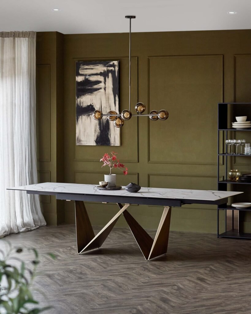 Calenzano Natural Ceramic Extending 8 to 10 Seater Dining Table – Dusk Scotland Front