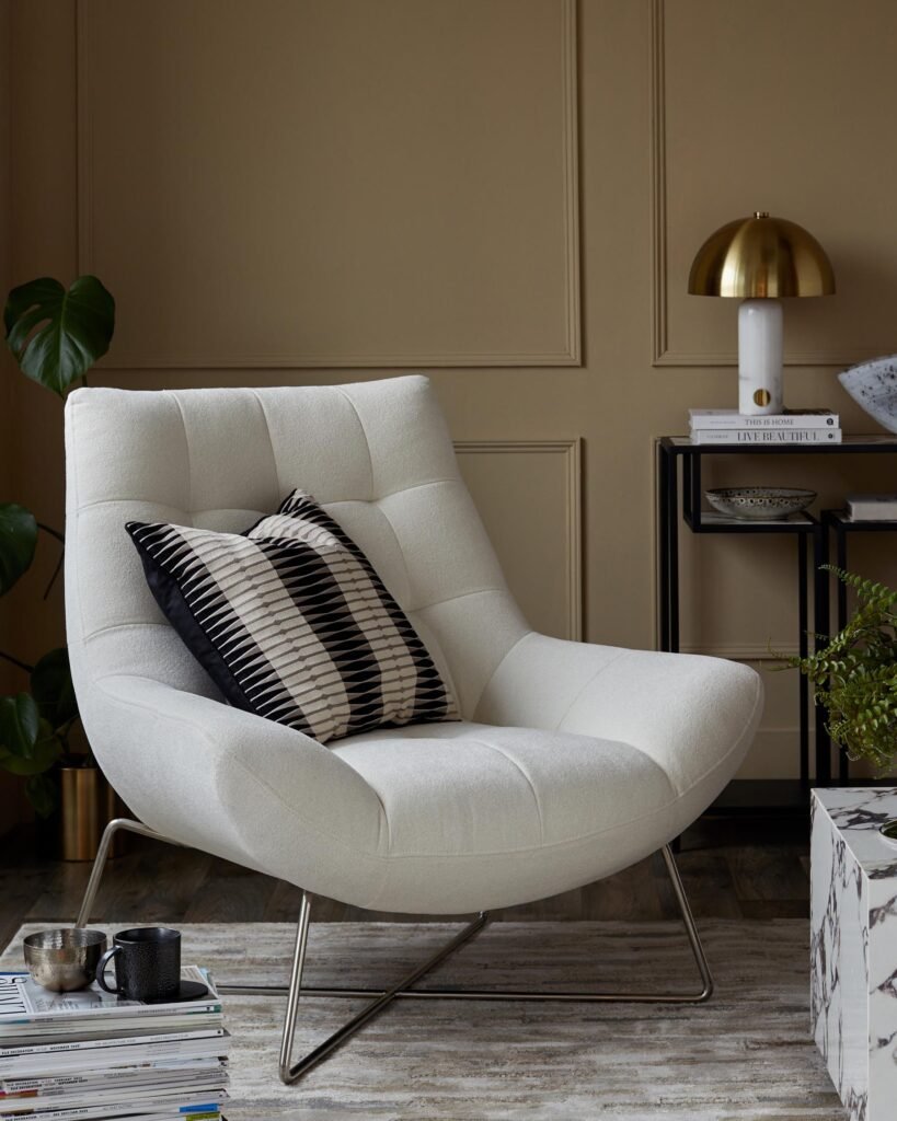Canio Ivory Boucle Accent Chair – Dusk Front