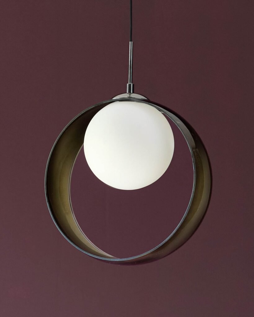 Chloe green glass LED single drop pendant light – Dusk Scotland Front