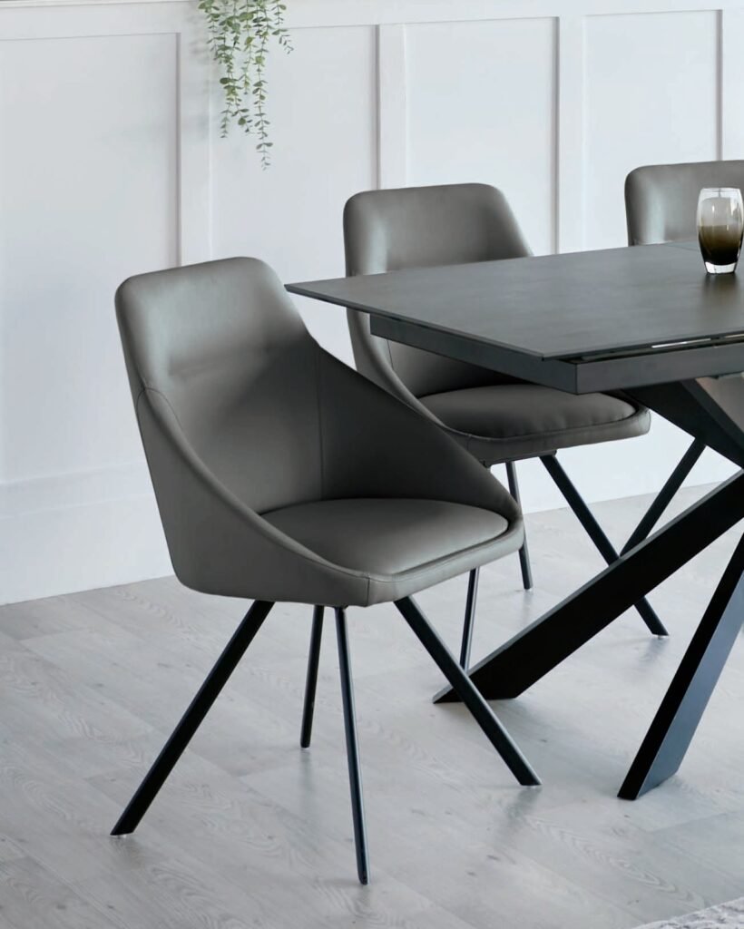Cleo Dark Grey Faux Leather Swivel Chair – Dusk Scotland Front
