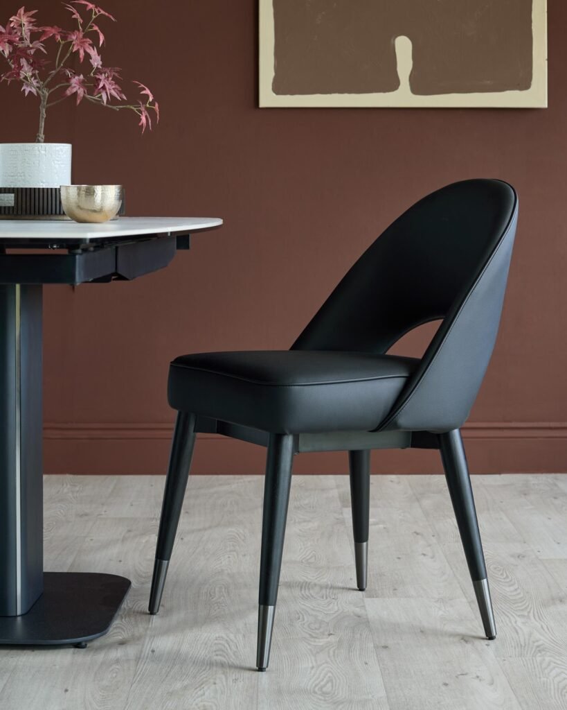 Clover black faux leather dining Dusk chair - set of 2 Front