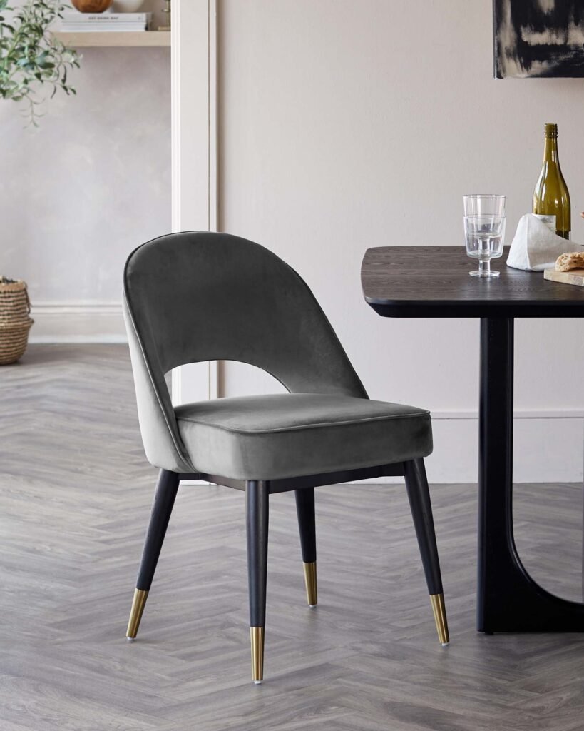Clover dark grey velvet dining Dusk chair - set of 2 Front