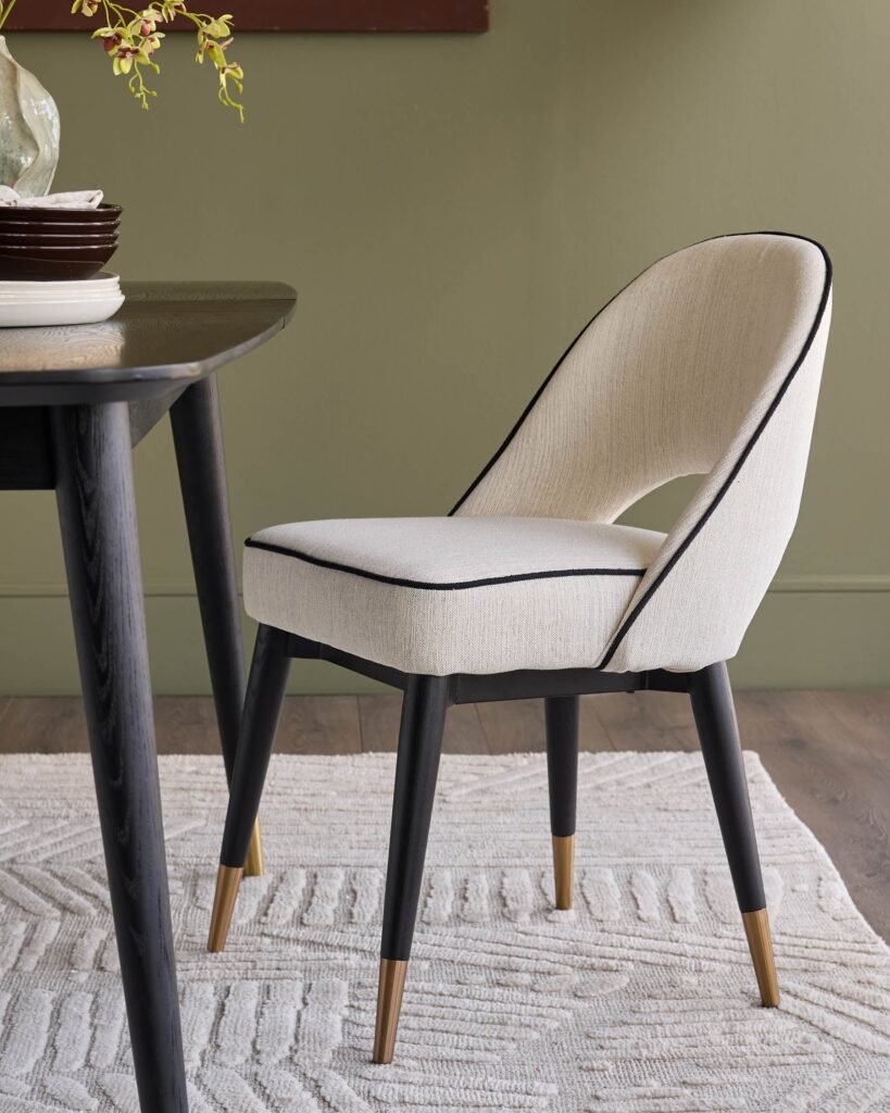 Dusk England Clover ivory dual tone fabric dining chair with bronze legs - set of 2 Front