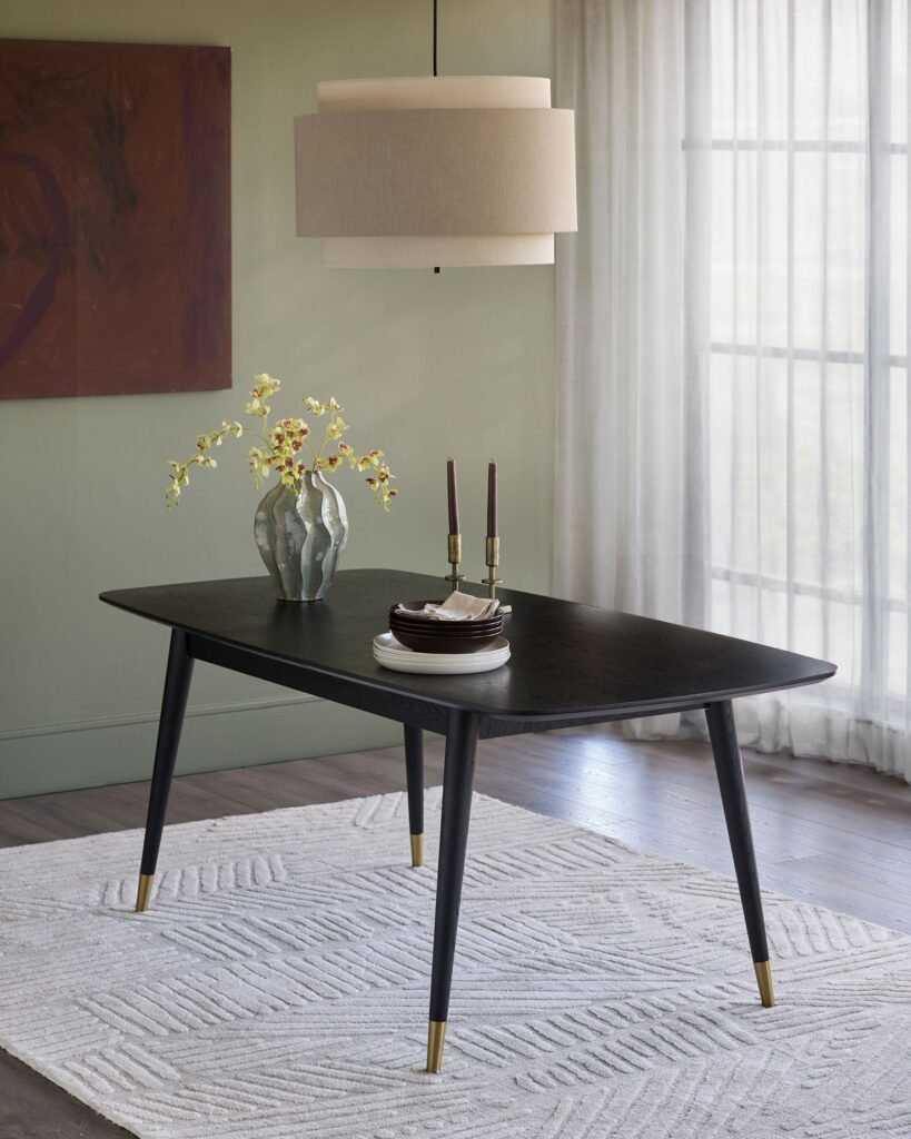 Dusk England Clover Black Ash Extending 6 to 8 Seater Dining Table Front