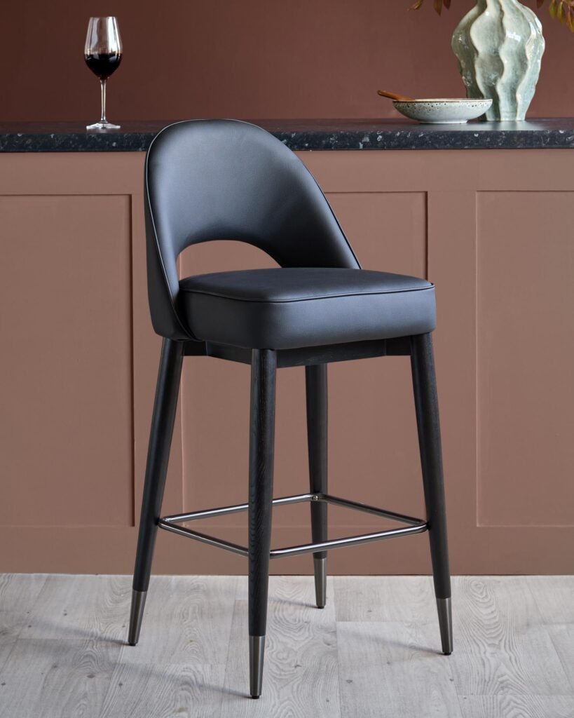 Clover black faux Dusk leather bar stool Front