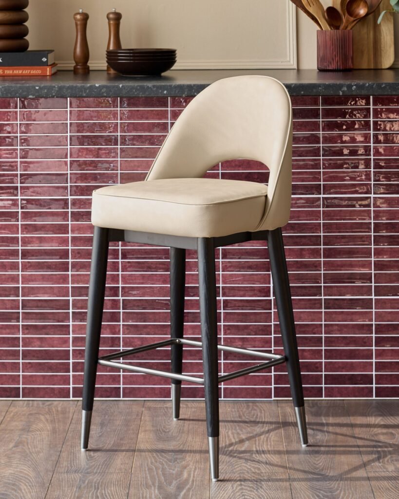 Clover natural faux Dusk Scotland leather bar stool Front