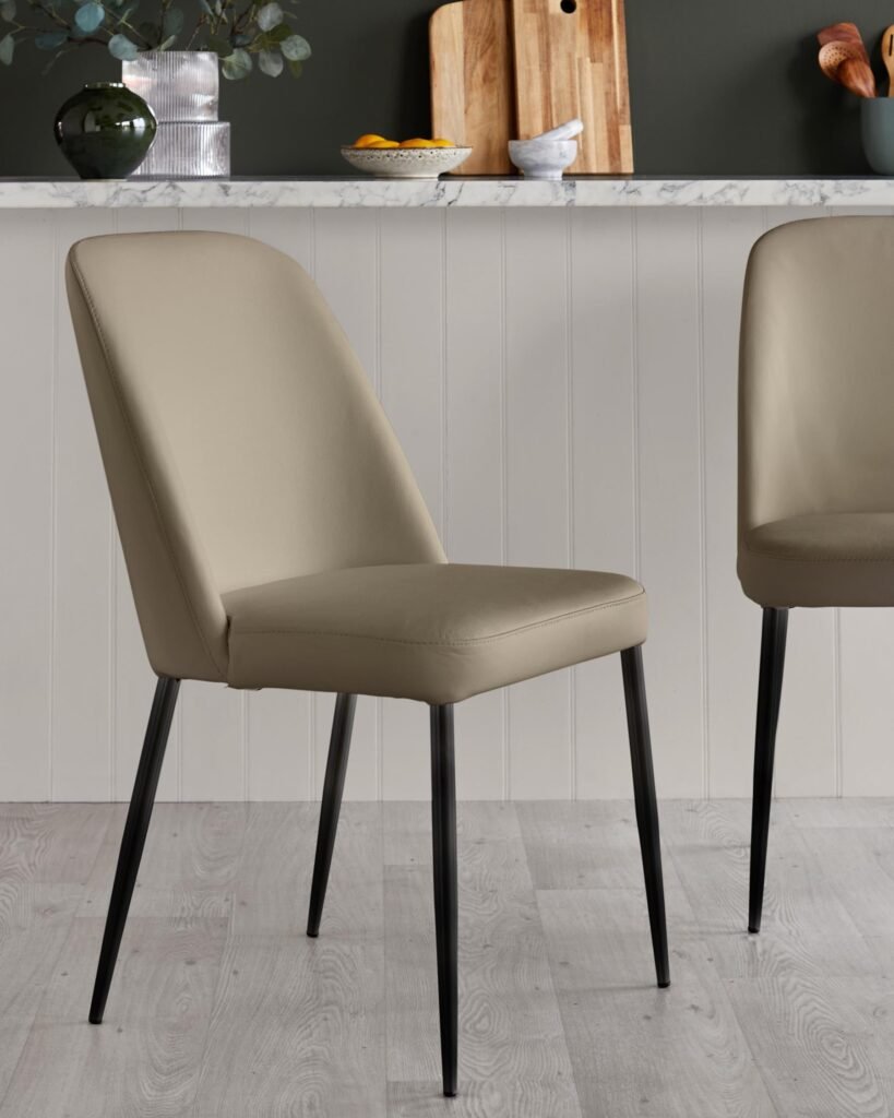 Deco natural leather dining Dusk England chair - set of 2 Front