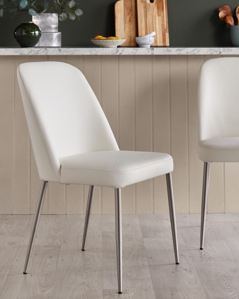 Deco white leather dining Dusk Scotland chair - set of 2 Front