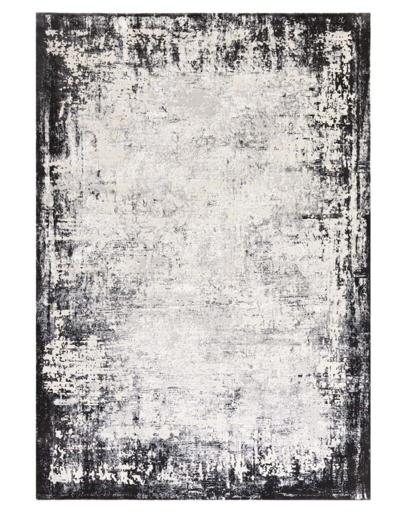 Dusk England Distressed dark grey textured large rug Front