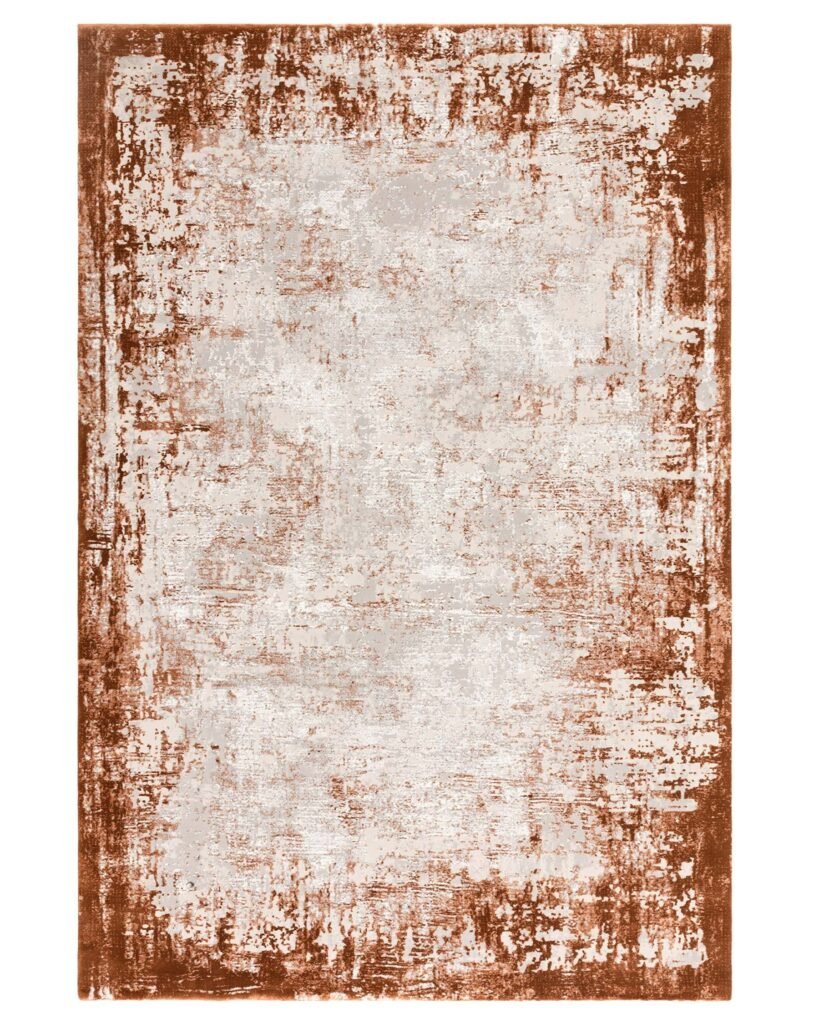 Distressed Border rust Dusk textured small rug Front