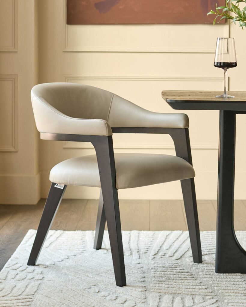 Dylan natural Dusk Scotland leather dining chair Front