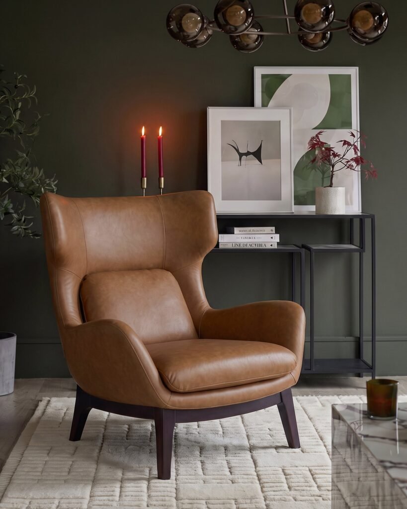 Ellis tan Dusk leather armchair Front