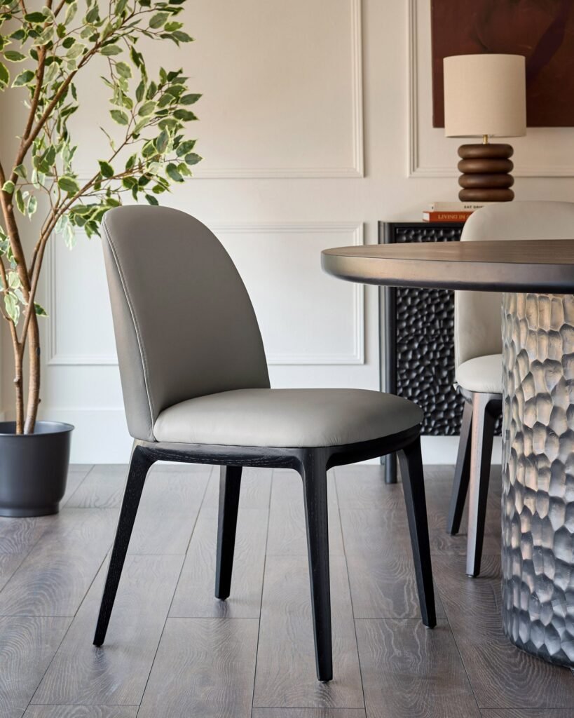 Emerson light and dark grey leather dining chair - set of 2 – Dusk Front