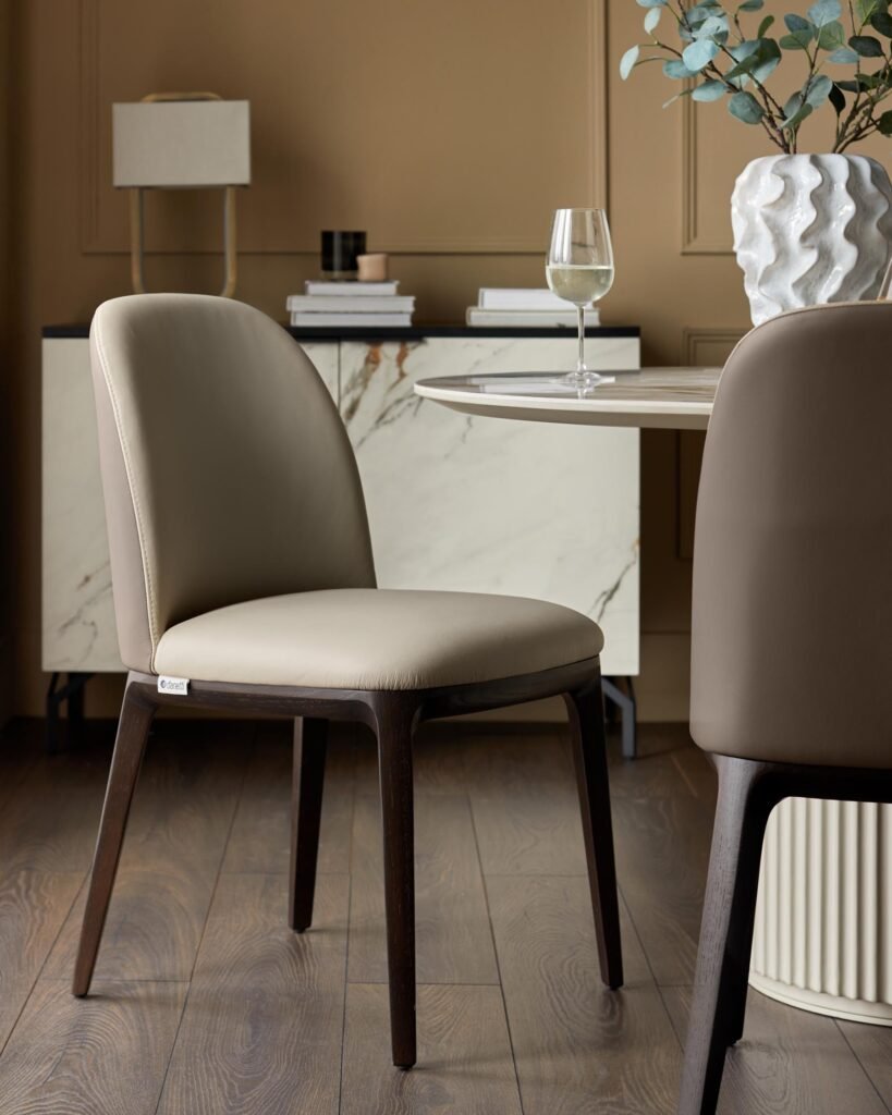 Dusk Emerson natural and mocha leather dining chair - set of 2 Front