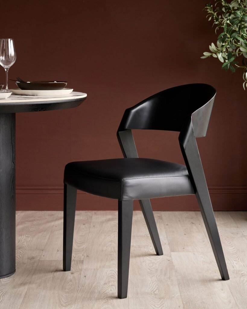 Enzo black leather dining Dusk Scotland chair - set of 2 Front