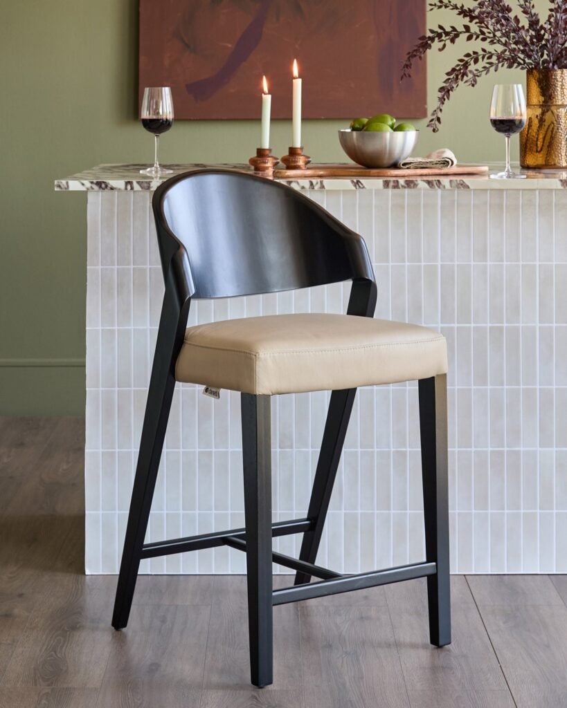 Enzo natural leather bar stool – Dusk England Front