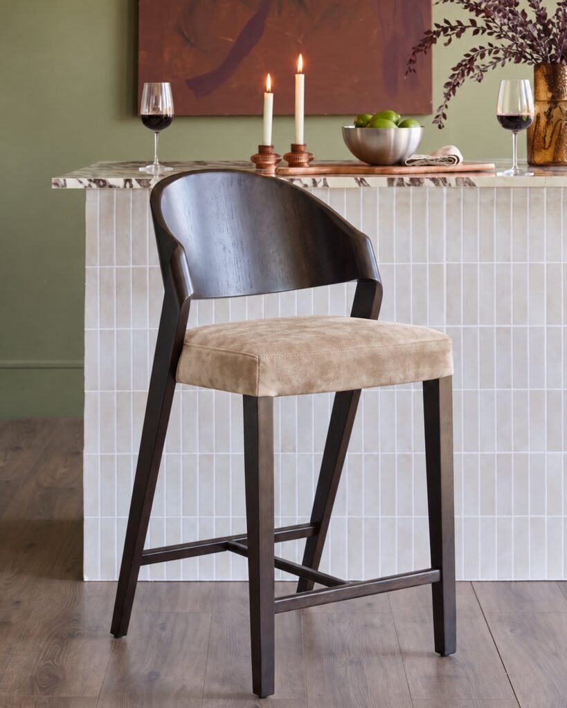 Dusk Scotland Enzo champagne velvet bar stool Front
