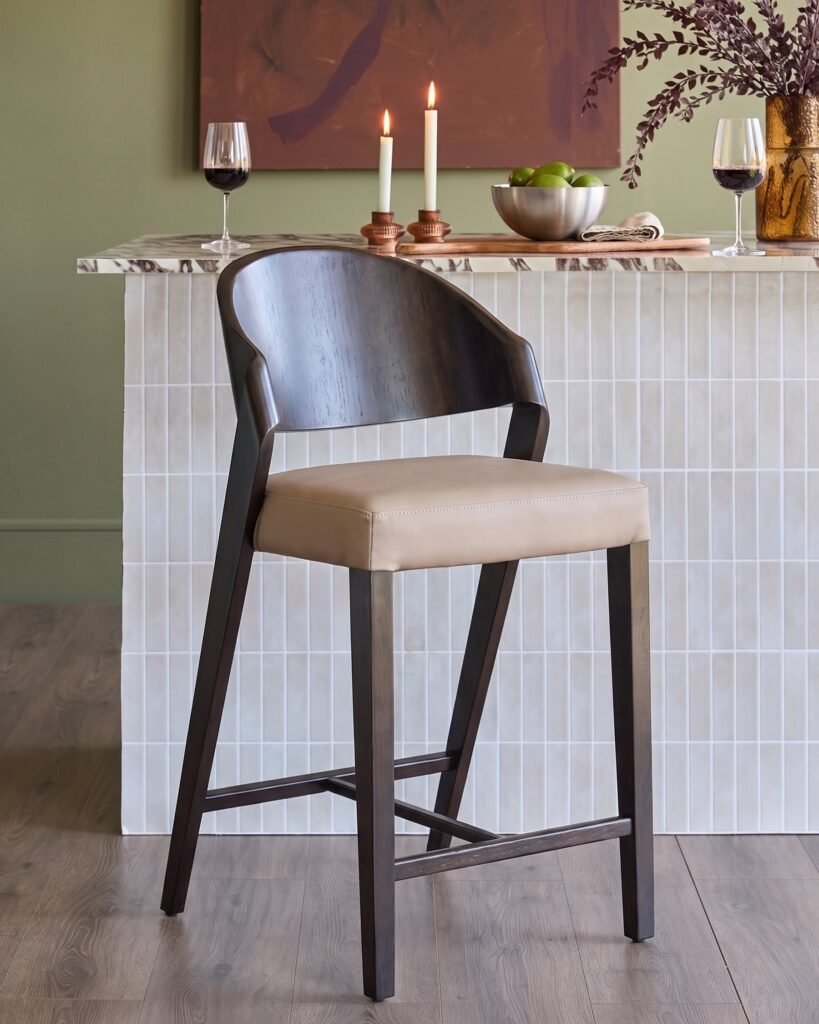 Enzo mocha Dusk Scotland leather bar stool Front