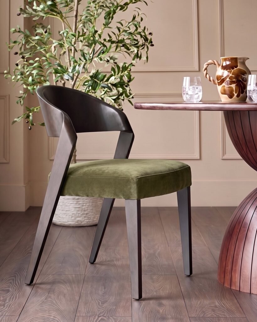 Enzo olive green velvet dining chair - set of 2 – Dusk Scotland Front