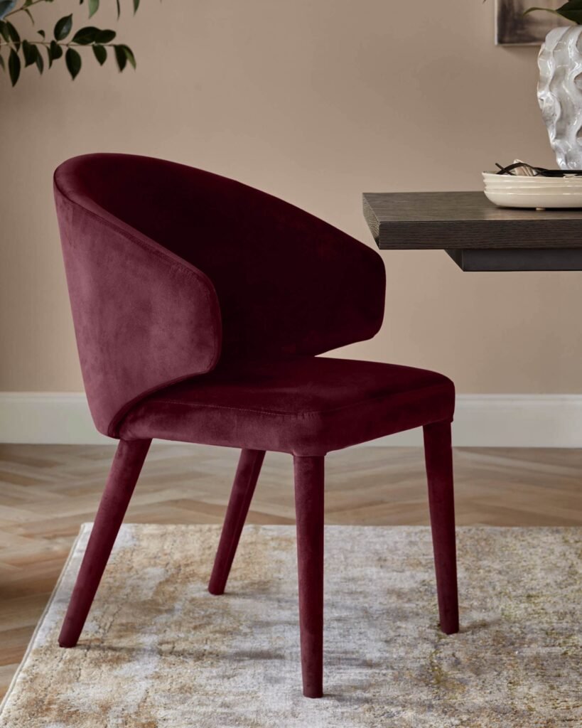 Ethan plum velvet dining chair – Dusk Scotland Front