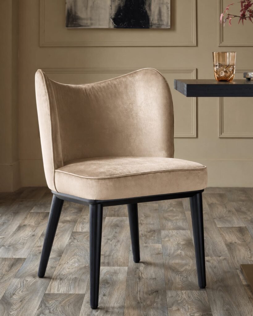 Dusk England Evelyn champagne velvet dining chair Front